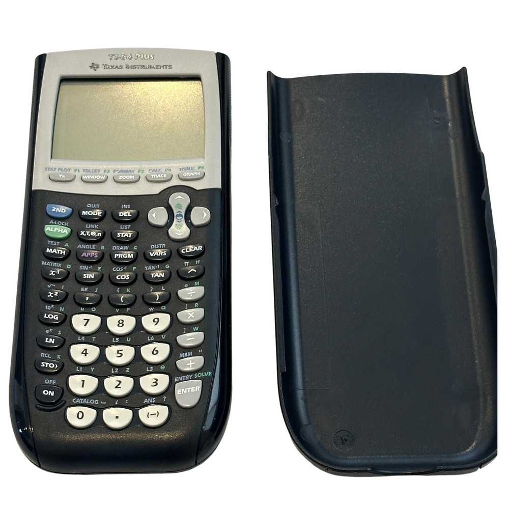 Texas Instruments TI-84 Plus Graphing Calculator Black Silver with Cover